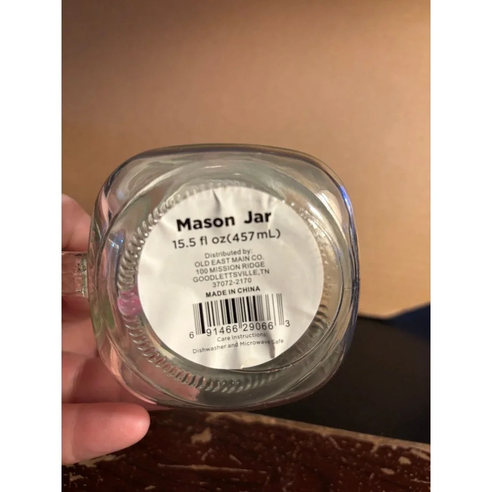 15.5oz Flowers Lid - Mason Drinking Jar with Handle and Straw